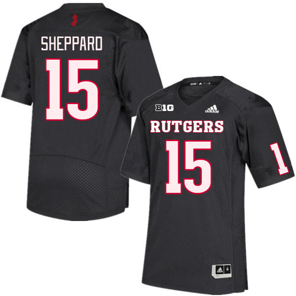 Men #15 Ajani Sheppard Rutgers Scarlet Knights College Football Jerseys Stitched Sale-Black - Click Image to Close